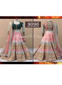 Pink Raw Silk Wedding Party Wear Embroidered Lahenga Choli At Zikimo