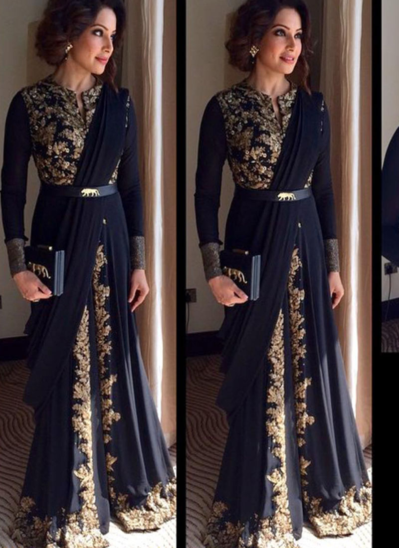 Bipasha Basu Blue Party Wear Heavy Anarkali Suit With Georgette
