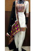 White Cotton Satin Punjabi Mutiar Salwar Kameez at Zikimo