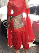 Golden Shimmer Kameez With DullOrange Patiala Salwar At Zikimo