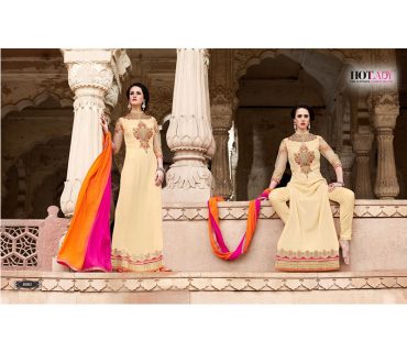 Light Tan8003 Georgette Party Wear Embroidered Suit With Ombre Oraneg Pink Dupatta at Zikimo 1 Light Tan8003 Georgette Party Wear Embroidered Suit With Ombre Oraneg Pink Dupatta at Zikimo