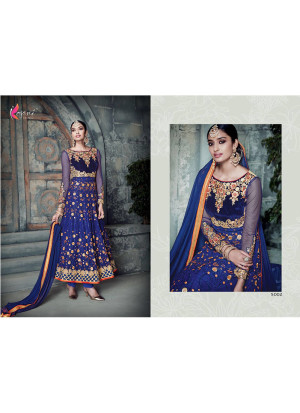 Royal Blue 5002 Pure Georgette Indian Wedding Party Wear Floor Length Anarkali Suit at Zikimo