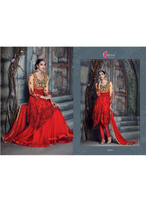 Red 5004 Pure Georgette Indian Wedding Party Wear Suit at Zikimo