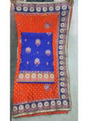 Blue All Over Charlie Silk Punjabi Salwar Suit With Heavy Work Chiffon Orange Duppta at Zikimo