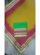 Green All Over Charlie Silk Punjabi Salwar Suit With Ombre Yellow Magenta Chiffon Duppta at Zikimo