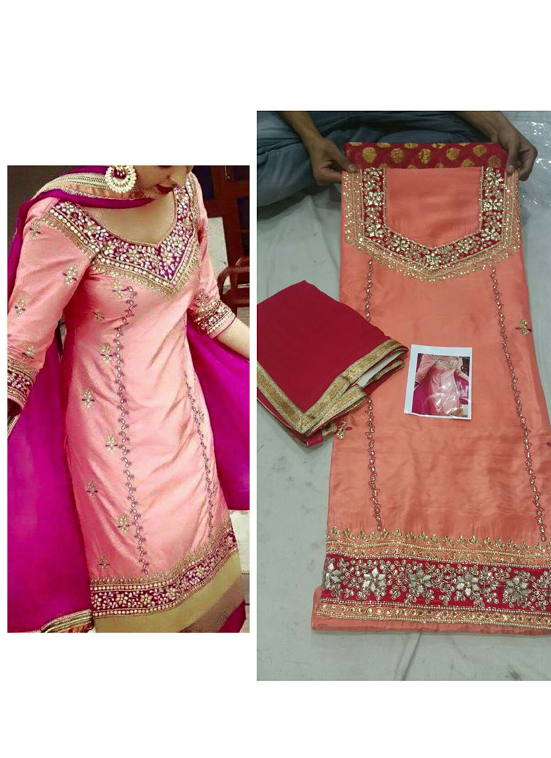 Punjabi suit sales peach colour
