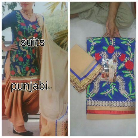 Light Blue Jam Cotton silk Punjabi Salwar Suit With Choiffon Duppta at Zikimo