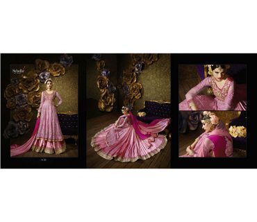 Net And Banarasi Silk Pink Heavy work Indian Wedding Full Flared Floor Length Anarkali Suit at Zikimo 1 Net And Banarasi Silk Pink Heavy work Indian Wedding Full Flared Floor Length Anarkali Suit at Zikimo