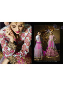 Net And Banarasi Silk Grey and Magenta Heavy work Indian Wedding Lehenga Choli at Zikimo