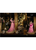 Hot Pink Net Banarsi Silk Indian Wedding Party Wear Salwar Kameez At Zikimo