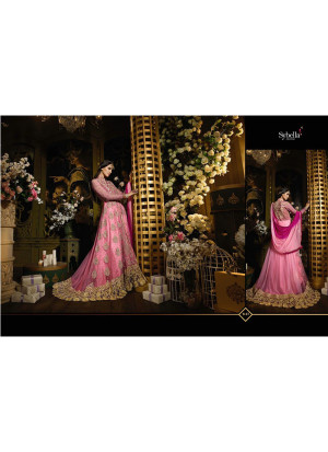 Hot Pink Net Banarsi Silk Indian Wedding Party Wear Salwar Kameez At Zikimo