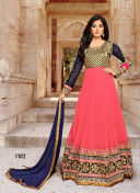 Georgette Blue Pink 1102 Floor Length Anarkali Party Wear Suit at Zikimo