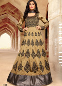 Tafta Silk Beige With Grey Color1103 Floor Length Anarkali Party Wear Suit at Zikimo