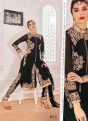 Black White805 Georgette Indian Wedding Wear Embroidred Straight Suit At Zikimo