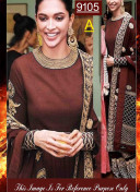 Deepika9105A Coffee Color BANGALORI SILK WITH EMBROILERED Anarkali Suit With Georgette Dupatta at Zikimo