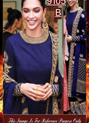 Deepika9105B Blue Color BANGALORI SILK WITH EMBROILERED Anarkali Suit With Georgette Dupatta at Zikimo