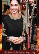 Deepika9105C Black Color BANGALORI SILK WITH EMBROILERED Anarkali Suit With Georgette Dupatta at Zikimo