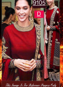 Deepika9105D Red Color BANGALORI SILK WITH EMBROILERED Anarkali Suit With Georgette Dupatta at Zikimo