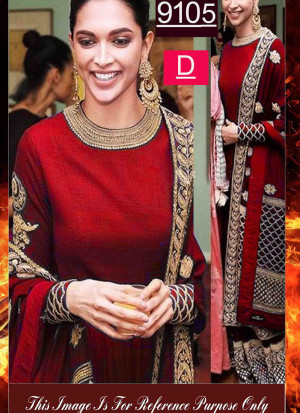 Deepika9105D Red Color BANGALORI SILK WITH EMBROILERED Anarkali Suit With Georgette Dupatta at Zikimo