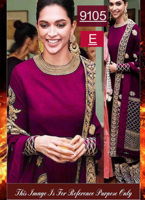 Deepika9105E PurpleColor BANGALORI SILK WITH EMBROILERED Anarkali Suit With Georgette Dupatta at Zikimo