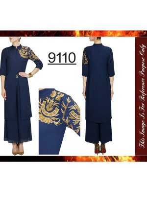 Blue9110 BANGALORI SILK WITH EMBROILERED Suit With Net Dupatta at Zikimo