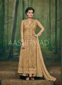 Biege Color3001 Diya Mirza Georgette Indian Wedding Wear Embroidred Suit at Zikimo