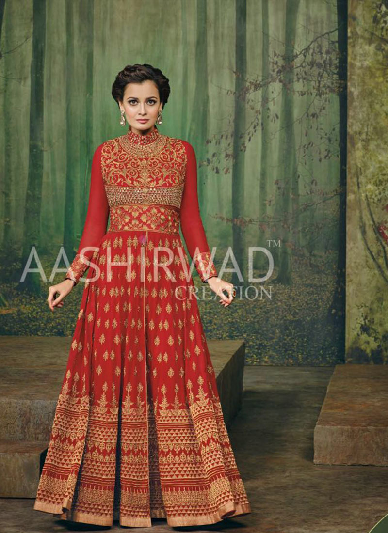 Red Color3002 Diya Mirza Georgette Indian Wedding Wear Embroidred Suit at Zikimo 1 Red Color3002 Diya Mirza Georgette Indian Wedding Wear Embroidred Suit at Zikimo