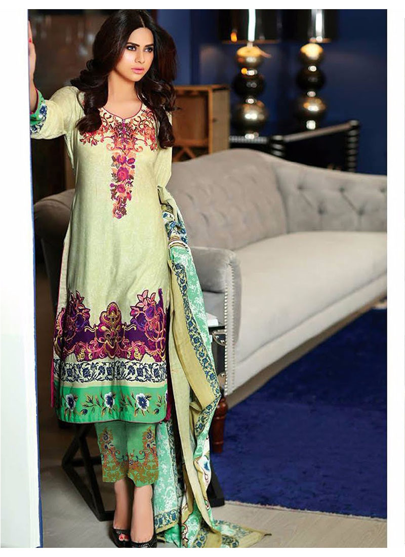 OliveGreen and Green01 Embroidered Lawn Pakistani Style Indian Suit At Zikimo 1 OliveGreen and Green01 Embroidered Lawn Pakistani Style Indian Suit At Zikimo