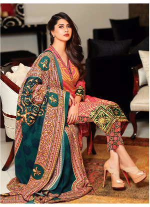 DullPink07 Embroidered Lawn Pakistani Style Indian Suit At Zikimo