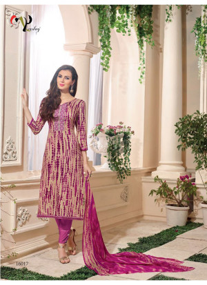 Beige and DarkMagenta16017 Embroidered Glace Cotton Party Wear Suit At Zikimo