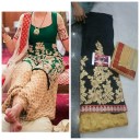 Jam Cotton Silk Black Embroidered Punjabi Salwar Kameez At Zikimo