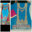 Blue Georegtte Embroidered Punjabi Salwar Kameez At Zikimo