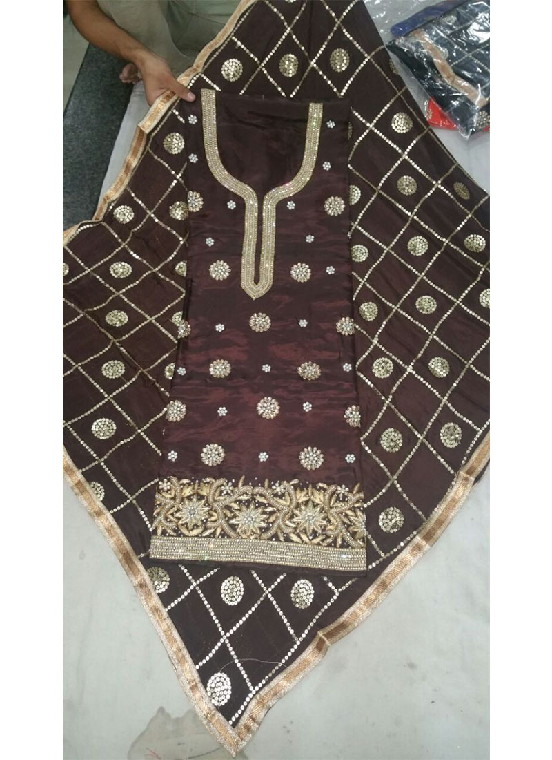 Coffee Color Dupiun All Over unjabi Salwar Suit With Chiffon Duppta at Zikimo 1 Coffee Color Dupiun All Over unjabi Salwar Suit With Chiffon Duppta at Zikimo