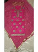 Magenta Pure Dupium All Over Punjabi Salwar Suit With Chiffon Duppta at Zikimo