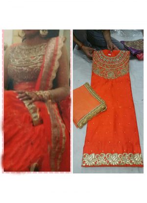 Orange Embroidered Charlie Silk All Over Punjabi Salwar Suit With Chiffon Duppta at Zikimo