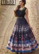 BlueBlack Multocolor Bhagalpuri Printed Wedding Party Anarkali Suit at Zikimo