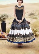 Black Bhagalpuri Printed Wedding Party Anarkali Suit at Zikimo