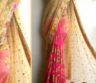 PinkBiege1616 Net Party Wear Indian Wedding Saree at Zikimo 1 PinkBiege1616 Net Party Wear Indian Wedding Saree at Zikimo