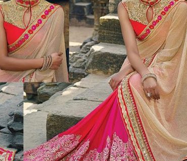 Bege Pink1630 Lycra Georgette Embroidererd Indian Wedding Saree at Zikimo 1 Bege Pink1630 Lycra Georgette Embroidererd Indian Wedding Saree at Zikimo