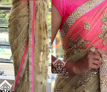 Pink Biege632 Net Embroidered Party Wear Indian Wedding Saree at Zikimo 1 Pink Biege632 Net Embroidered Party Wear Indian Wedding Saree at Zikimo