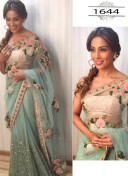 SeaGreen1644 Bipasha Basu Net Party Wear Indian Wedding Saree at Zikimo