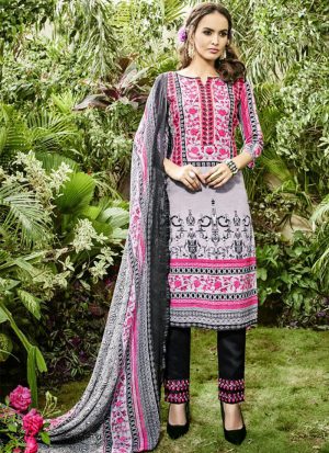 Lavender and DeepPink7007 Printed Cambric Cotton Pakistani Indian Suit at Zikimo