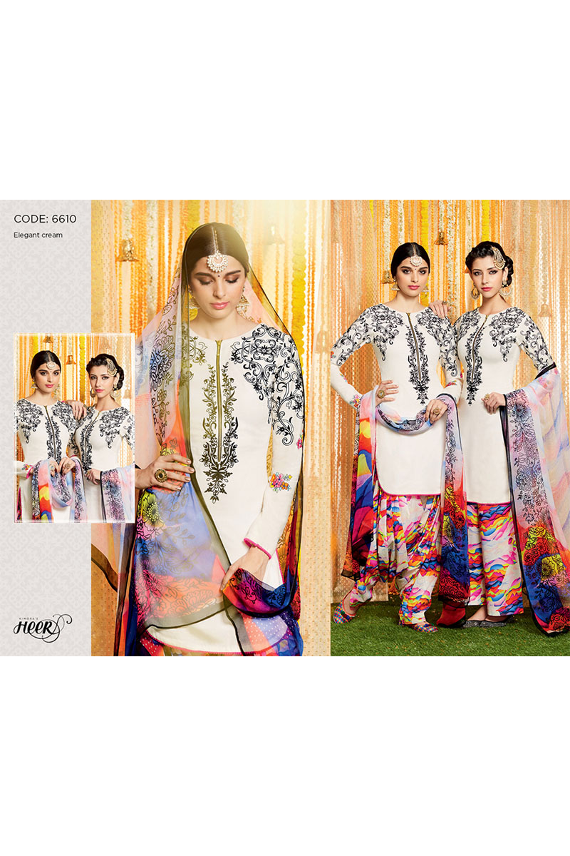 Heer6610 White Cotton Satin Party Wear Printed Punjabi Salwar Kameez at Zikimo 1 Heer6610 White Cotton Satin Party Wear Printed Punjabi Salwar Kameez at Zikimo