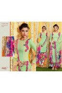 Heer6615 PIstaGreen Cotton Satin  Party Wear Printed Punjabi Salwar Kameez at Zikimo