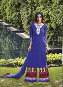 RoyalBlue9078B Cotton Satin Jinaam Party Wear Plazzo Suit at Zikimo