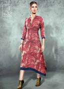Maroon and Cream632 Western Style Party Wear Rayon Kurti at Zikimo