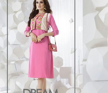 RosePinkK304 Ocacsional Wear Rayon long Stitched Kurti At Zikimo 1 RosePinkK304 Ocacsional Wear Rayon long Stitched Kurti At Zikimo