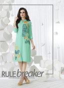 SeaGreenK305 Ocacsional Wear Rayon long Stitched Kurti At Zikimo