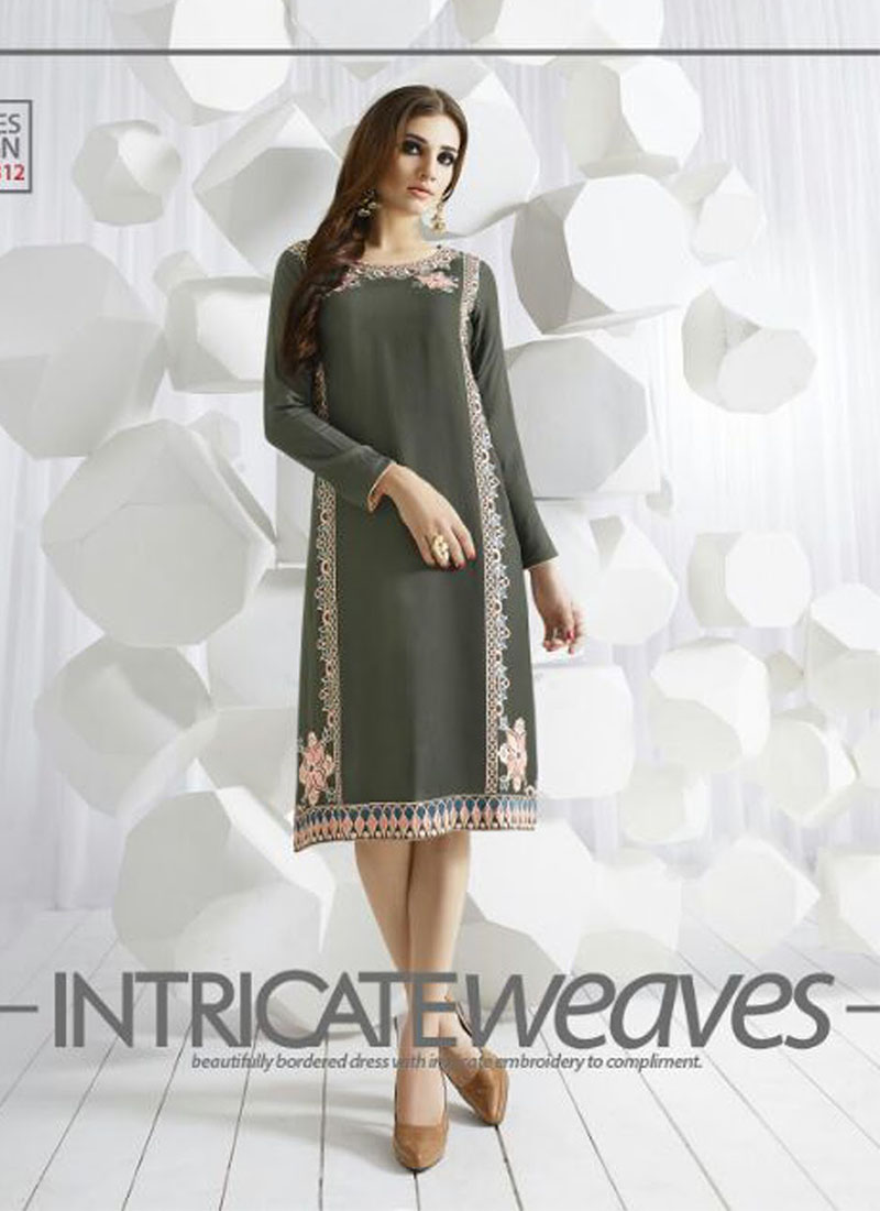 GreyK312 Ocacsional Wear Rayon long Stitched Kurti At Zikimo 1 GreyK312 Ocacsional Wear Rayon long Stitched Kurti At Zikimo