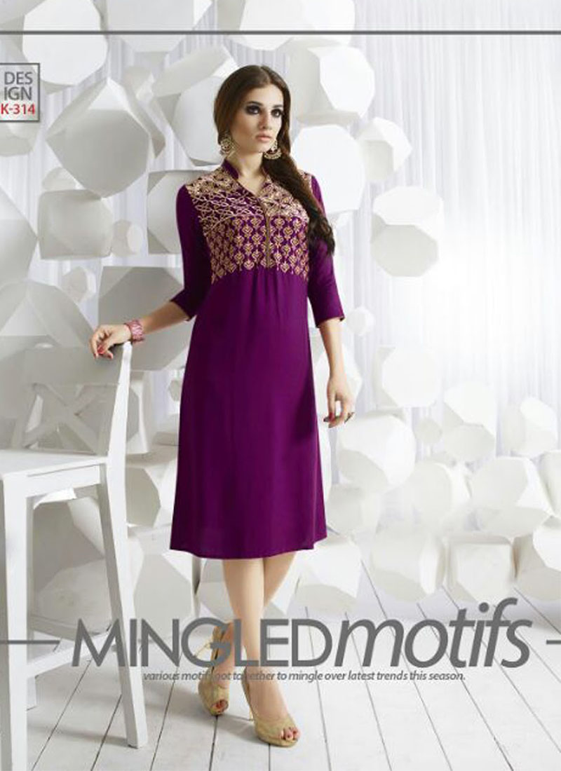 VioletK314 Ocacsional Wear Rayon long Stitched Kurti At Zikimo 1 VioletK314 Ocacsional Wear Rayon long Stitched Kurti At Zikimo